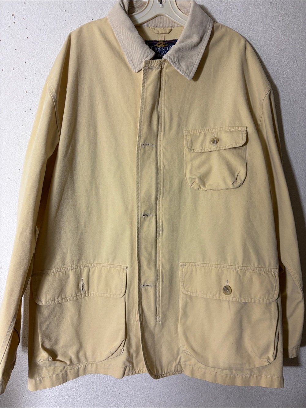 Thorton Bay Men's Light Yellow Canvas Jacket - Casual Utility Coat L